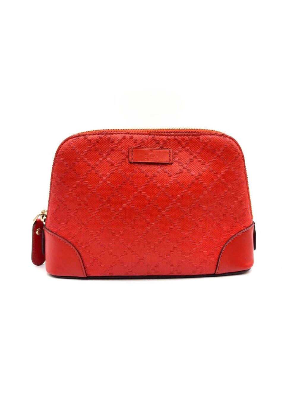 Gucci Diamante Leather Red Pouch Gold